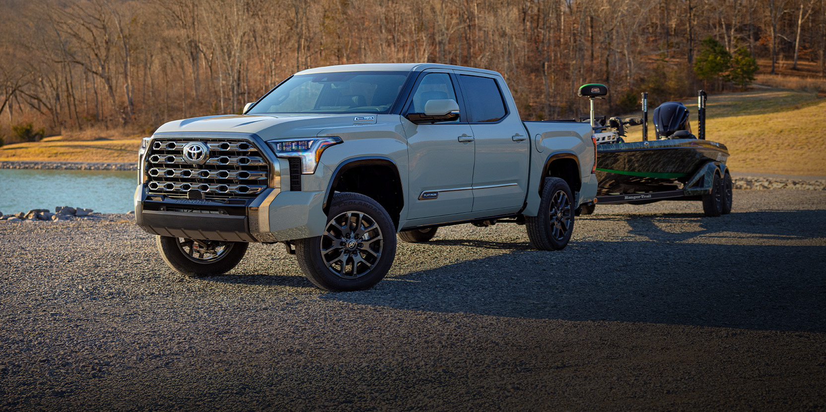 A Toyota Tundra towing a bass boat