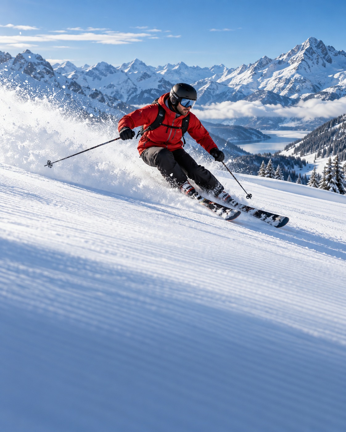 Concept photograph of an anonymous skier on an alpine slope